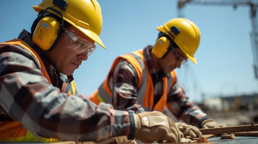 Segurança do trabalho: trabalhadores com equipamentos de proteção individual